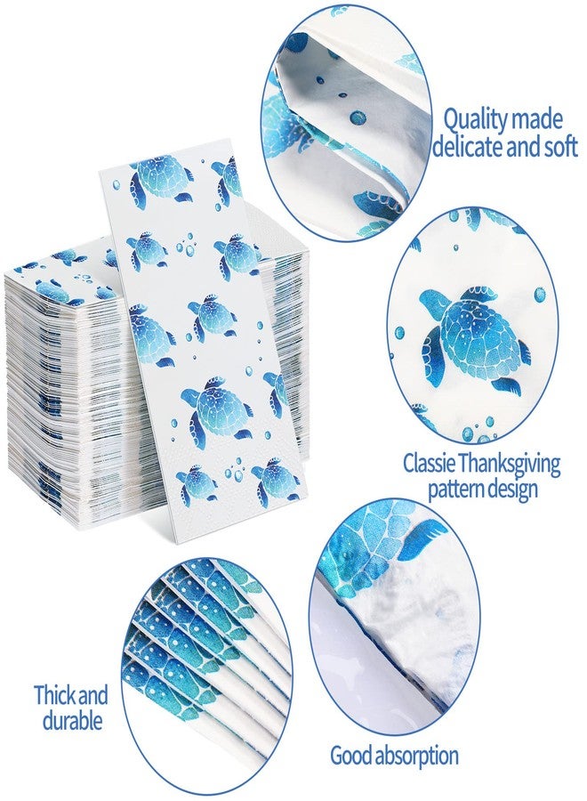 Yisong 100 Pcs Turtle Disposable Hand Towels Paper Napkins for Bathroom Guest Decorative Soft Towels Ocean Party Supplies Summer Sea Decoration for Graduation Birthday Holiday Wedding Baby Shower - Image 3